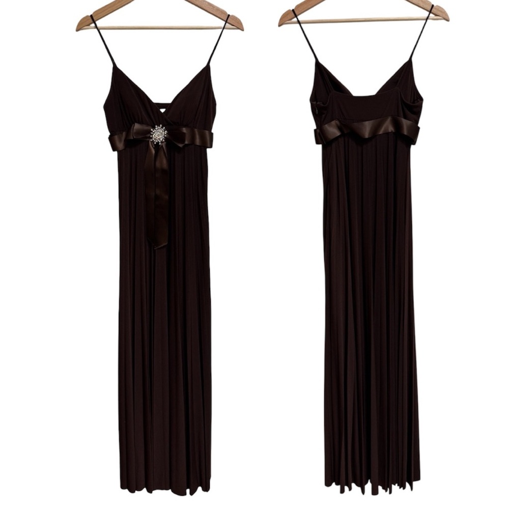 Cache Y2K Babydoll Full Length Maxi Dress Size 4 Formal Prom Pleated Embellished